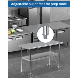 Adjustable Bullet Feet Fits 1-5/8" O.D. Tubing for Industrial/Commercial Kitchen Work Prep Tables, Durable Table Leg Foot Levelers for Stainless Steel Restaurant Bar Sink, Plastic, Set of 4