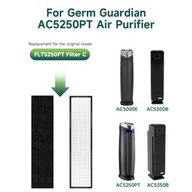 Future Way FLT5250PT Filter C Compatible with AC5250PT, AC5000E, AC5000, AC5300 Series Air Purifier, with Pet Pure Treatment, 2 True HEPA Filters & 8 Carbon Filters
