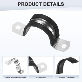 M METERXITY 30-Pack Cable Clamps, 1 Inch/ 25 mm 304 Stainless Steel Rubber Cushioned Insulated Cable Clamp U Shape Metal Holder for Tube/Wire/Pipe/Loop Installation