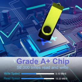 Nicepicten USB Thumb Drive 1GB USB Flash Drive 20 Pack, Bulk Zip Drive USB 2.0 Memoria USB Memory Stick Jump Drive Swivel Pen Drive with Lanyard & Label, 1GB USB Key Pendrive Pack of 20 - Green Sliver