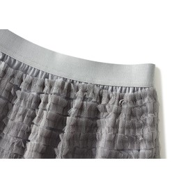 Women High Waist Mesh Skirt Gradient Color Layered Yarn Skirt Tulle Tutu A-Line Midi Skirt Pleated Swing Long Skirt for Prom Party