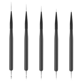5PCS Nail Art Brushes, Double-End Nail Art Liner Brushes Dotting Pen Tools Thin Brush Set Painting Arts Design Brush Set for Long Lines Fine Drawing Sizes 4/8/12/15/20mm(Black)