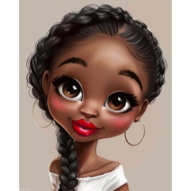 XTXGERL Black Woman Paint by Number Kits Canvas Acrylic Paint DIY Oil Painting for Adults Beginner with Brushes and Acrylic African American Woman 16x20 Inch (Without Frame)