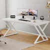 LVB Modern White Computer Desk, Long Industrial Home Office Desk