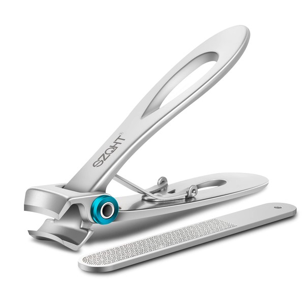 SZQHT 15mm Wide Jaw Opening Nail Clippers for Thick Nails,Finger Nail Clippers for Ingrown Toenail Clippers for Men,Tough Nails, Seniors, Adults(Silver)