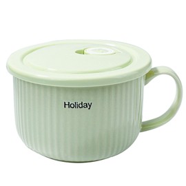 Swlthwen 27.7 Ounce Soup Bowl with Handles, 5.2 Inch Soup Mug with Handles, Wide Large Cereal Bowl for Oatmeal, Gumbo, Salad, Ceramic Soup Cup, Microwave & Oven Safe (Green)