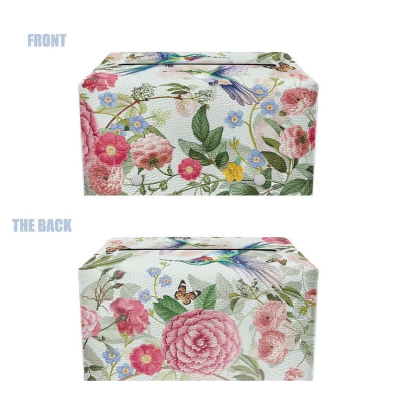 Oamsistay Wildflower Rectangle Tissue Box Cover Modern PU Leather Rectangular