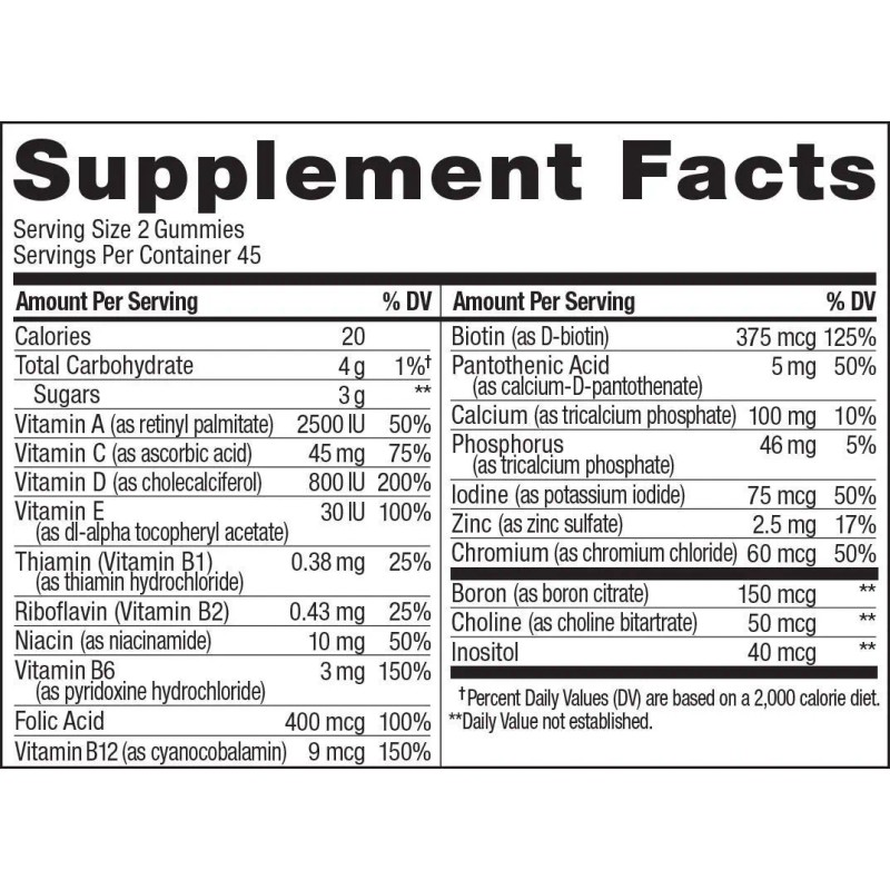 Gomitas Multivitaminico Mujer Acido Folico B12 A C D E