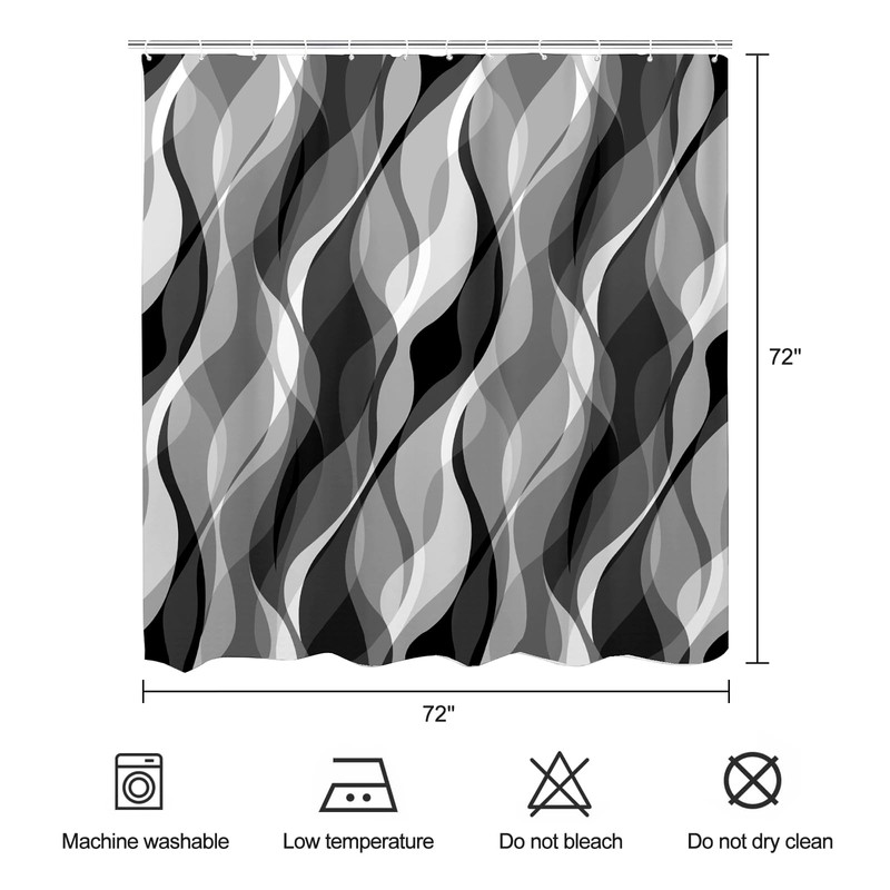 ZCHOMI Grey Striped Shower Curtain Modern Abstract Black White and