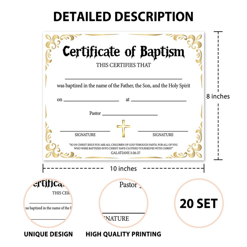 Child Dedication Certificate, Baby Dedication Certificates Baptism Certificates for Church,