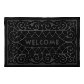 Emma Barclay Non Slip Easy Care Absorbant Door Mat Rug (60x40cm) (Black Welcome)