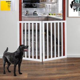 ZJSF Freestanding Indoor Dog Gate for House Foldable Wood White Puppy Gate for Doorways Pet Gate for Stairs Extra Wide Pet Fence 32" Height 2 Panels