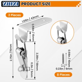 ZIUZI 2PCS 90-Degree Angle Latch, Stainless Steel Corner Latch with Keyhole, Tool Box Hood Clasp Buckle Lock Latch with Screws for Case Box Closet
