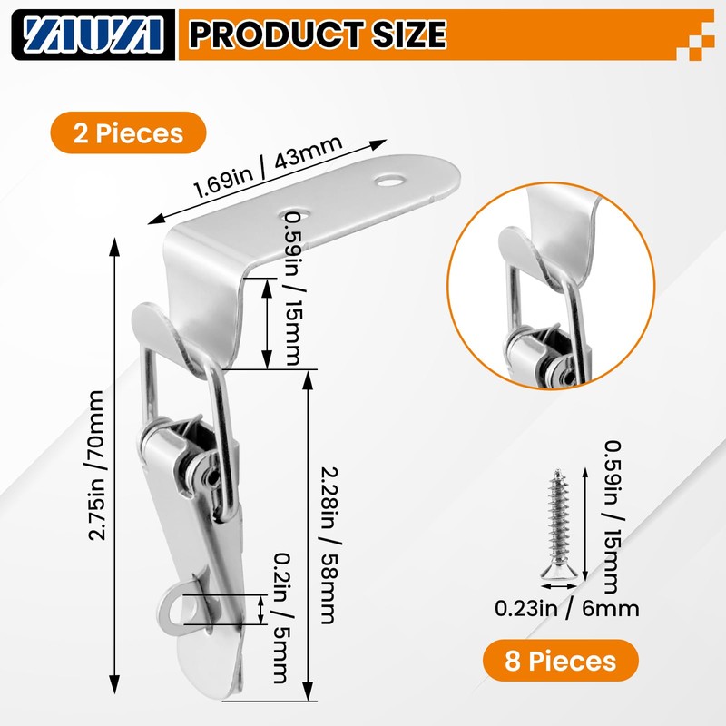ZIUZI 2PCS 90-Degree Angle Latch, Stainless Steel Corner Latch with