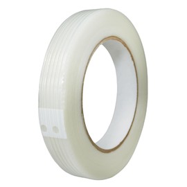 GGR Supplies Fil-810 Fiberglass Reinforced Heavy Duty Mono/Uni-Directional Filament Strapping Tape with Rubber Adhesive. 60 Yards (1, 3/4" (18mm) X 60 Yds)