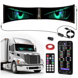 Devil Eye Light Sign 14.7″×3.6″ RGB Dimmable, DIY Dynamic Programmable App & Remote Control, Waterproof IP65 Flexible Silicone Strip Accent Lights for Car Truck SUV Dashboard Windshield, 2‑Pack
