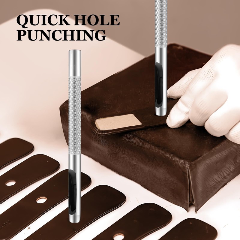 Hollow Leather Hole Punch Set with 6PCS Steel Tools (1.5mm-4mm)