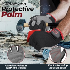 HANDLANDY Work Gloves for Men & Women, Utility Mechanic Working Gloves Touch Screen, Flexible Breathable Gardening Gloves for Yard Maintenance (Large, 1 Pair)