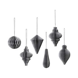 Broste Decorative Christmas Mix Paper Pendants Set of 6 Ready to Folded in Box, Size 5 x 7 cm, Pompeian Red