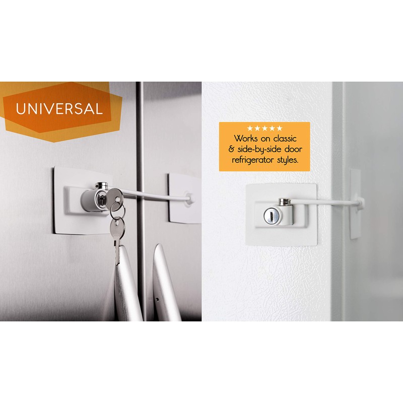 Guardianite Premium Refrigerator Lock with Built-in Keyed Lock (White)