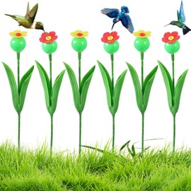 Firmlly Flower Hummingbirds Feeder for Outdoors,Small Bird Feeders for Garden,Butterfly Feeder, Bee-Proof Design,Simulation Flower Effect,Decorative Gardens,6Pcs