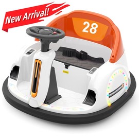 XJD 12V&6V Electric Ride on Bumper Car Toys for Kids, 360° Spinning Bumping Toy Gifts Cars, Music Play, LED Lights, Best Choice Products for kids Rechargeable Fun - Color: 12V Orange