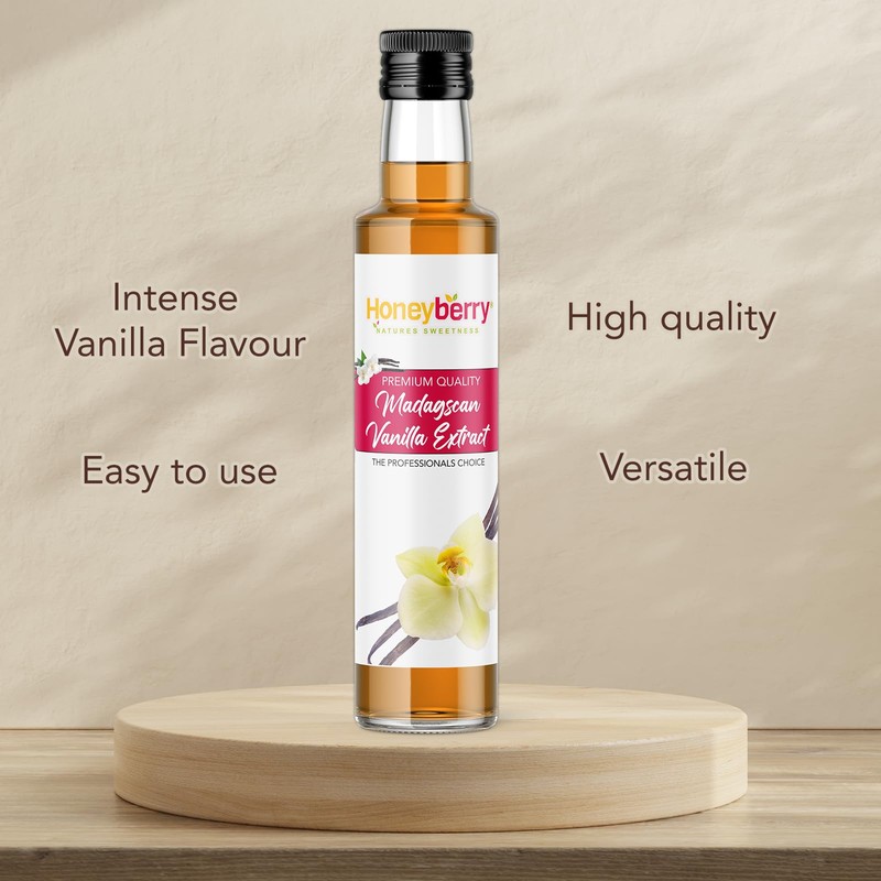 HONEYBERRY Pure Madagascan Vanilla Extract 250g (235ml) - Rich &