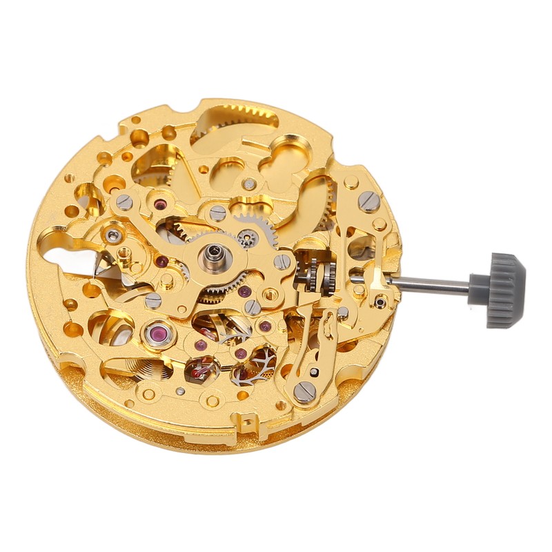 8N24 Watch Movement Golden Alloy Automatic Hollow Out Watch Replacement