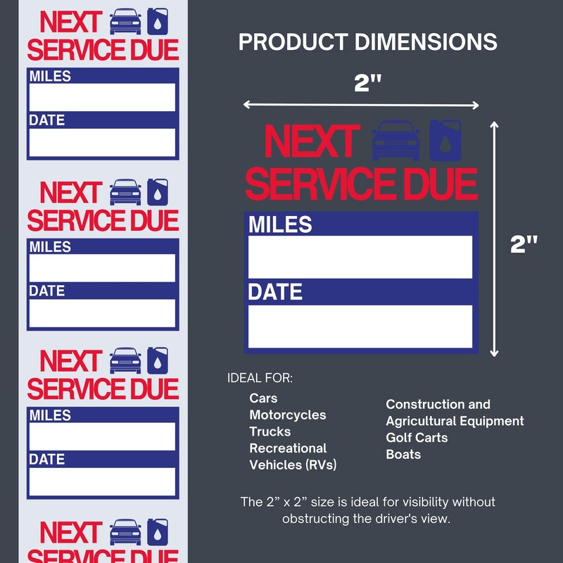 PERFORMORE 300 Pcs Oil Change Stickers – 2” x 2”