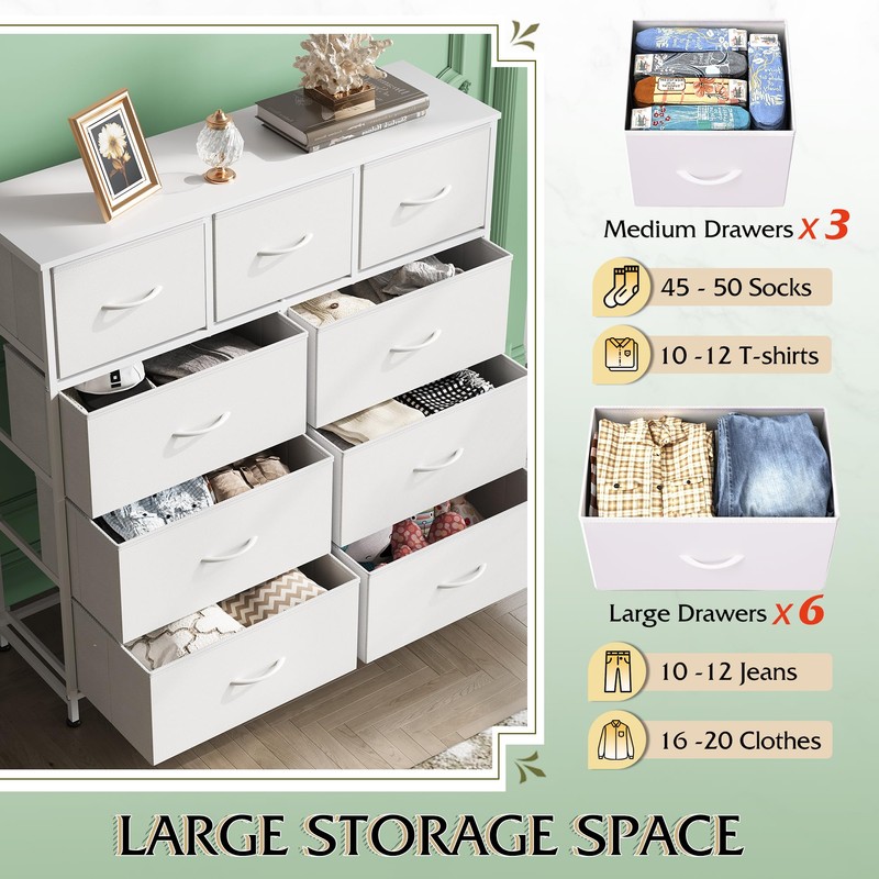 WLIVE 9-Drawer Dresser, Fabric Storage Tower for Bedroom, Hallway, Closet,