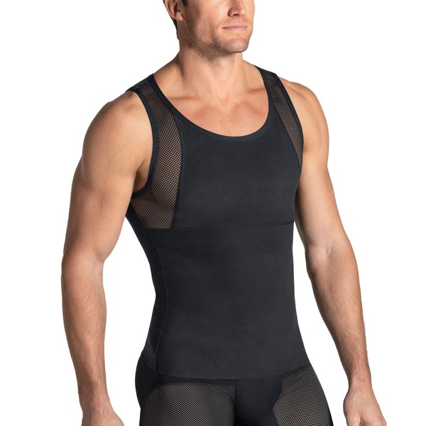 Leo Leo Stretch Cotton Moderate Compression Shaper Tank Black