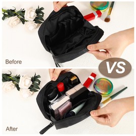 VOCOSTE Makeup Pouch Large Capacity Makeup Pouch Portable Makeup Bag Lipstick Powder Coin Purse Makeup Pouch for Women, black