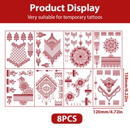 GMDP 8 Blätter Tattoos Aufkleber,klebetattoos,Temporäre Tattoos Schablone Set Wasserfest Tattoo Tempel Aufkleber für Hand Arm Erwachsene Mädchen