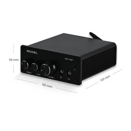 Roxel AMP-150BT Amplifier for 2 Channel Wireless Stereo Audio Amplifier Receiver, Mini Hi-Fi Amp for Speakers up to 90W x 2, with Bass and Treble Control, Wireless Streaming for Passive Speakers
