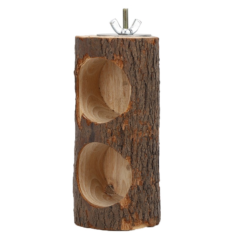 Natural Wood Hamster Feeding Food Bowl Split Climbing Ladder Platform