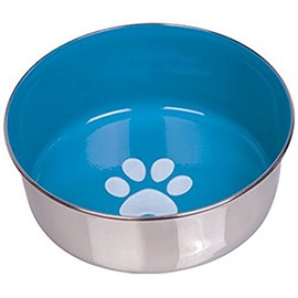 Nobby Heavy Paw Anti-Slip Stainless Steel Bowl, 16.5 cm, Light Blue/Silver