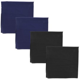 Motique Accessories 4 Pack Extra Large Solid Bandana 27x27 Inch (Black Navy)