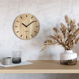 Cander Berlin MNU 2730 A Wooden Wall Clock Silent 30 cm Modern Oak Veneer No Ticking Kitchen Living Room Analogue Vintage
