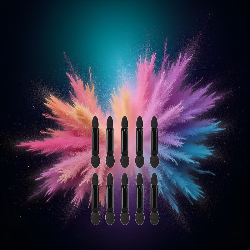 10Pcs Black Double-sided Sponge Eyeshadow Brush Mini Stick Brushes Travel