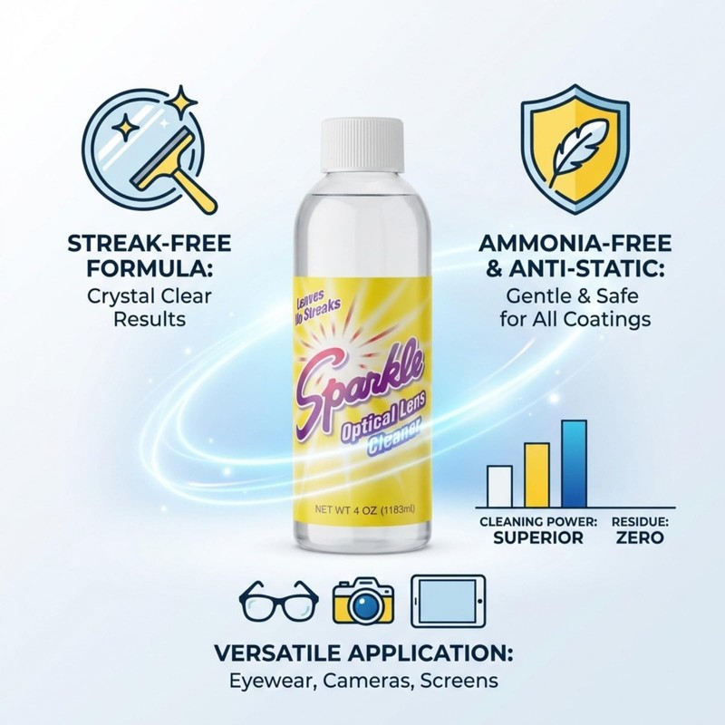 Sparkle Lens Cleaner for Glasses & Optical Surfaces – Ammonia-Free,