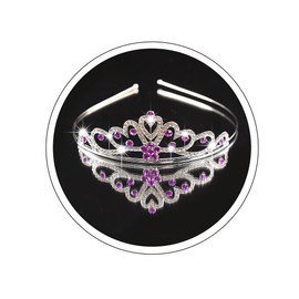 Yheahin Shiny Silver Crystal Tiara and Crown Pearl Rhinestone Heart Shape Princess Tiara Wedding Birthday Costume Hair Accessories for Girls (Purple-crystal)