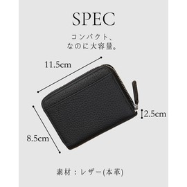 iroto Men's Mini Wallet, Compact, Large Capacity, Card Case, Box Type, Coin Purse, Cowhide Leather, Small Wallet, Skimming Prevention