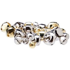 Artstraws CT2257 Jingle Bells, Gold & Silver, 7 Sizes 8 to 10mm to 25mm (50 pcs)