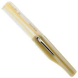 Giorgio G20 IVY - Peine plegable para bigote y barba de dientes finos de 6.5 pulgadas, corte de sierra y pulido a mano, color marfil y peine de viaje 
