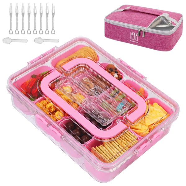 WETRBWEH Snack Box Container with Insulated Cooler Bag, Divided Serving