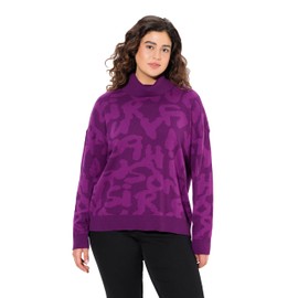 Ulla Popken Women's Letter Inlay Jumper, Purple