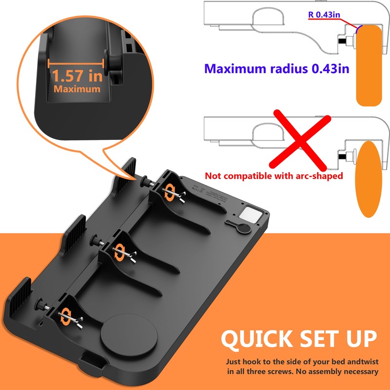 Bedside Shelf for Dorm Bunk Bed with USB Charging Port