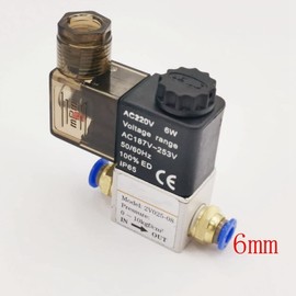 12V 24V 220V Pneumatic Electric Solenoid Valve 2 Position 2 Port Normally Closed Air Magnetic Valve 6mm 8mm Hose Barb Connection 1Pcs(PC 6mm Fittings,AC110V)