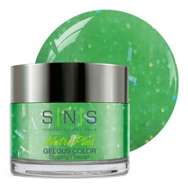 SNS Nail Dip Powder, Gelous Color Dipping Powder - Weekend In Aspen (Green, Lime, Glitter) - Long-Lasting Dip Nail Color Lasts 14 Days – Low-Odor & No UV Lamp Required - 1.5 oz