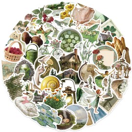 50Pcs Vintage Cottagecore Stickers Aesthetic Retro for Scrapbooking, Journaling, Water Bottles, Laptops